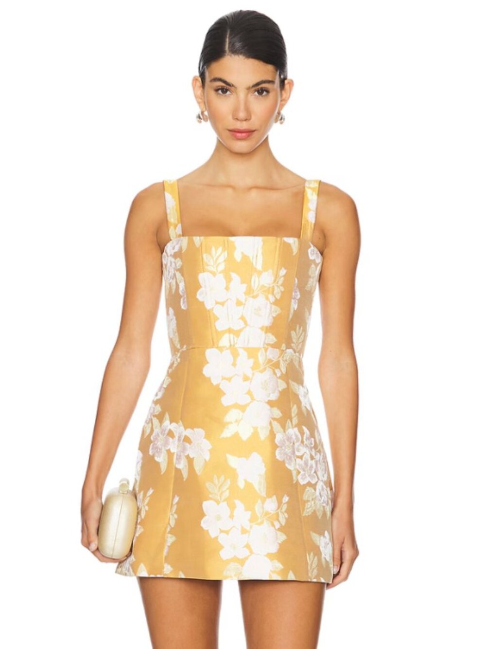 V. Chapman Kimmy Mini Dress in Gold Baroque Floral Size 4